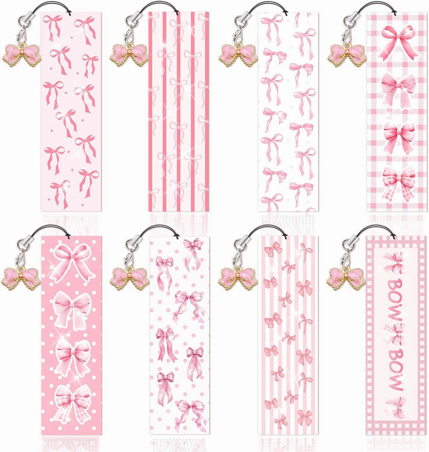 8 Pieces Christian Bible Verse Diamond Art Bookmarks 5d Christian Beaded Bookmark Acrylic Tassel Bookmark for DIY Making Beginners Kids Adults Arts Craft Supplies (Pink Bow)