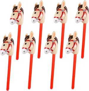 8PCS Inflatable Stick Horse - Pony/Christmas/Western Cowboy/Horse Baby Shower Birthday Party Decorations Supplies Favors Inflatable Horse Head Costume Stick (37 Inches)