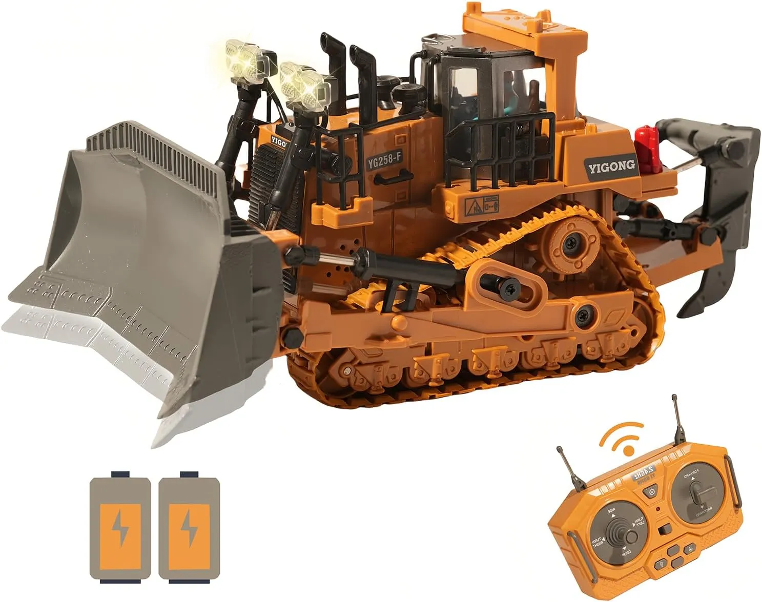 9-Channel Metal RC Bulldozer with Lights and Sound - Remote Control Heavy Equipment Construction Vehicles Dozer Toys for Adults Kids Boys Ages Year 3 4 5 6 7 8 9 10 11 12 13 