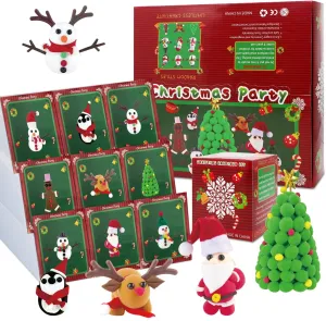 9 Pack Christmas Snowman DIY Crafts Kit,Christmas Crafts for Kids,Build a Snowman Gingerbread Man,Santa,Penguins,Elk & Christmas Tree Kit Modeling Clay DIY Crafts