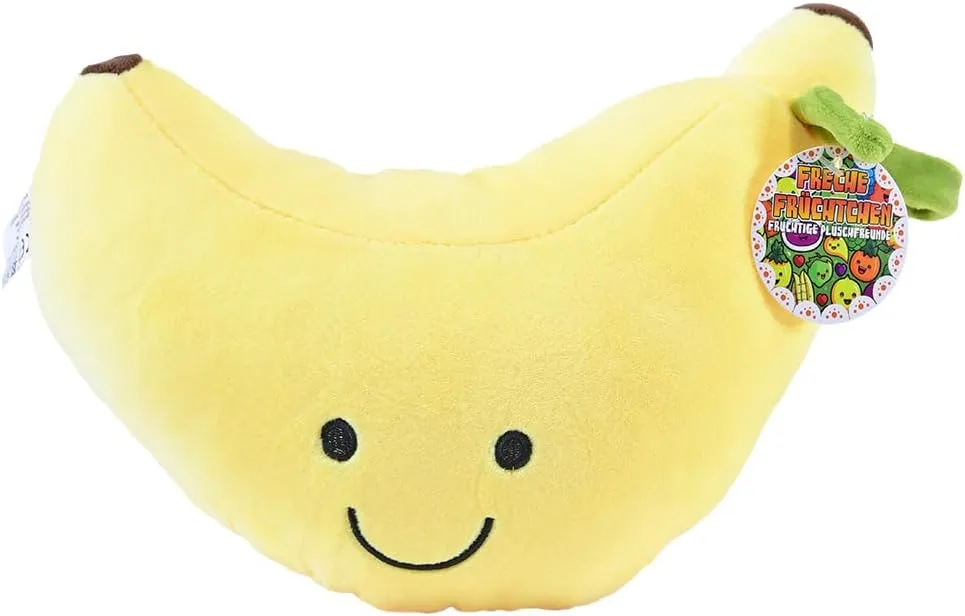 97361 - Supersoft Plush Banana, Squishy Naughty Fruits, Cuddly Soft Toy with Face, 23 cm approx.