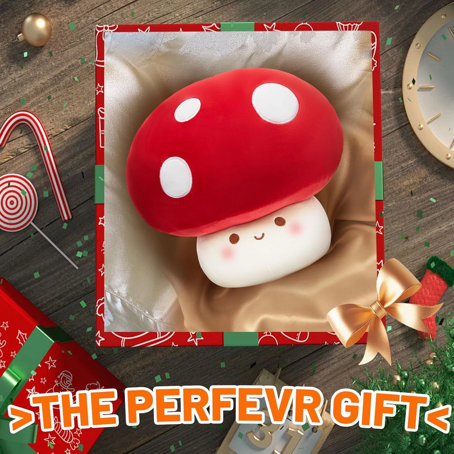 9/12/23.6-Inch Mushroom Pillow - Cute Mushroom Stuffed Animal Plush Toy Decorative Throw Pillows for Home Car Halloween Birthday Gift for Kids Adults