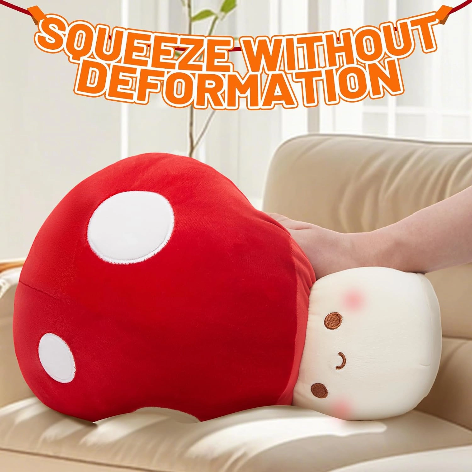 9/12/23.6-Inch Mushroom Pillow - Cute Mushroom Stuffed Animal Plush Toy Decorative Throw Pillows for Home Car Halloween Birthday Gift for Kids Adults