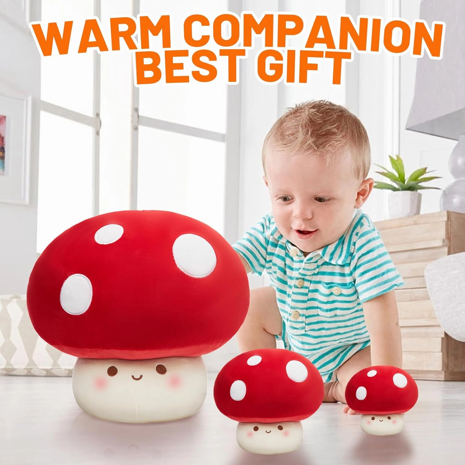 9/12/23.6-Inch Mushroom Pillow - Cute Mushroom Stuffed Animal Plush Toy Decorative Throw Pillows for Home Car Halloween Birthday Gift for Kids Adults