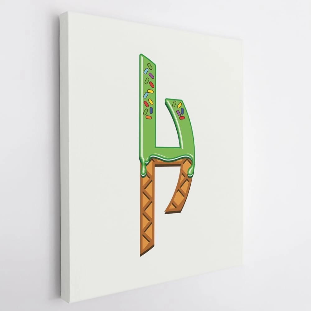 (24x36x1.25 In) Gallery Wrapped Canvas Wall Art Print of Mint Ice Cream Font H - 100% Cotton, Ready to Hang, High-Definition Giclée Printing, Fade-Resistant, Modern Home & | ANDUNCAd532511WH