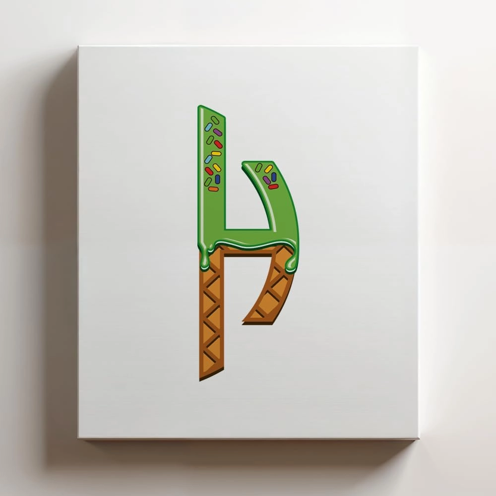 (24x36x1.25 In) Gallery Wrapped Canvas Wall Art Print of Mint Ice Cream Font H - 100% Cotton, Ready to Hang, High-Definition Giclée Printing, Fade-Resistant, Modern Home & | ANDUNCAd532511WH