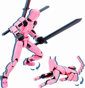 (Assembly Completed) T13 Action Figure Set, 3D Printed Toys Robo 13 Action Figure,Dummy 13 Titan 13 Action Figure (Pink Black   Dog)