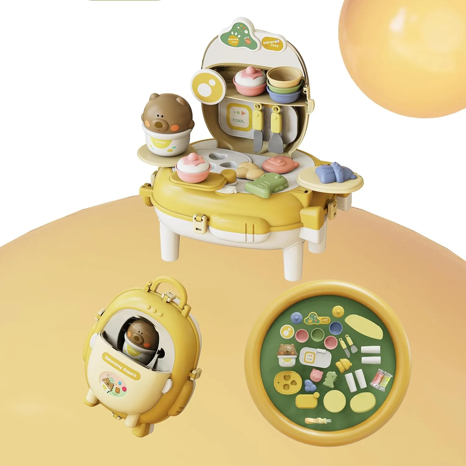 A 2-in-1 Kitchen Toy Backpack Suitable for Boys and Girls Aged 3-8, Featuring a Set of Simulated Cooking Food and Tools, Along with a Storage Backpack.