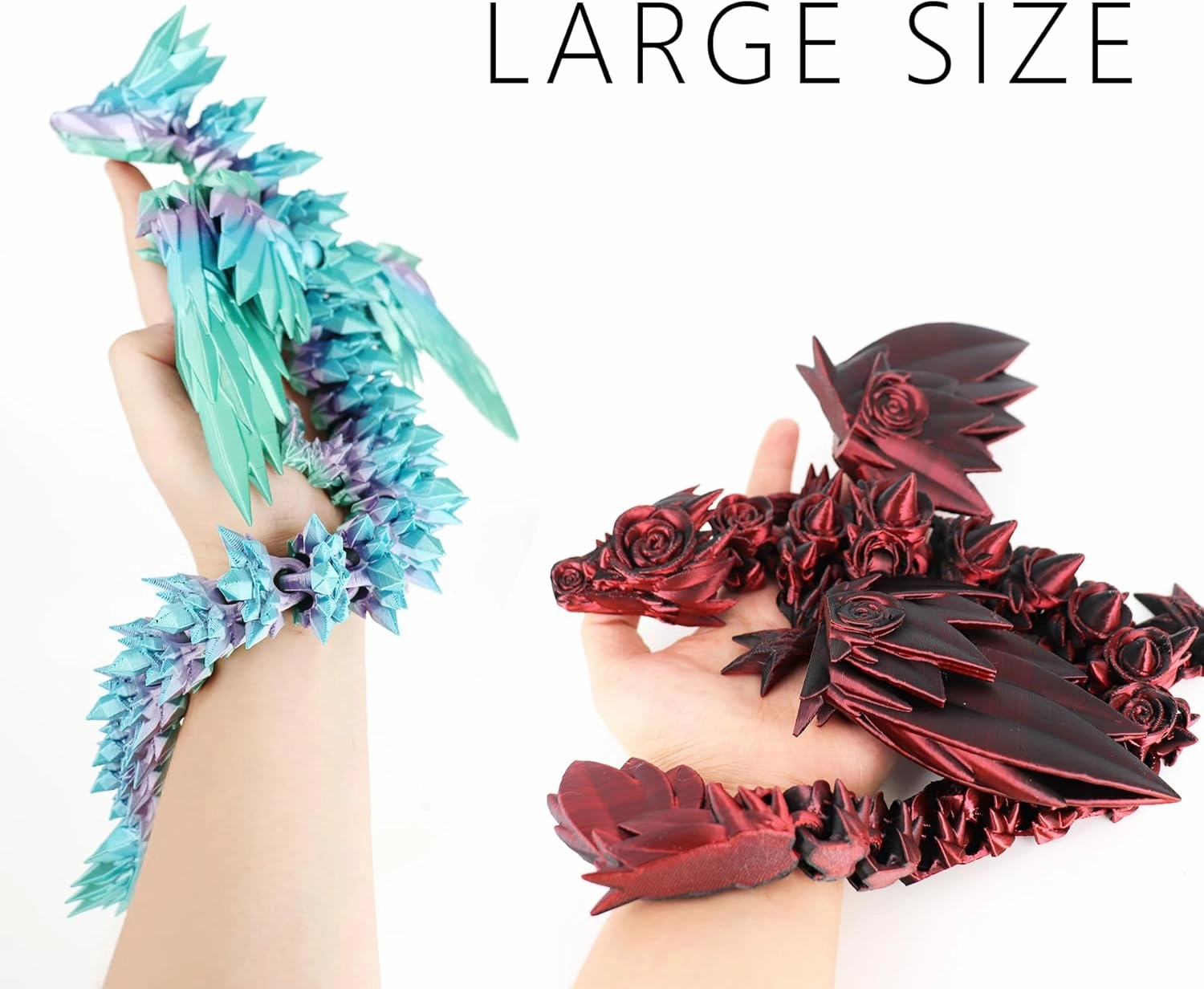 ACOCOFE 3D Printed Dragon with Wings, 18 inch Flying Dragon Articulated Winged Dragon, Mystery Crystal Dragon,Home Office Decor Gift (Dream Blue)