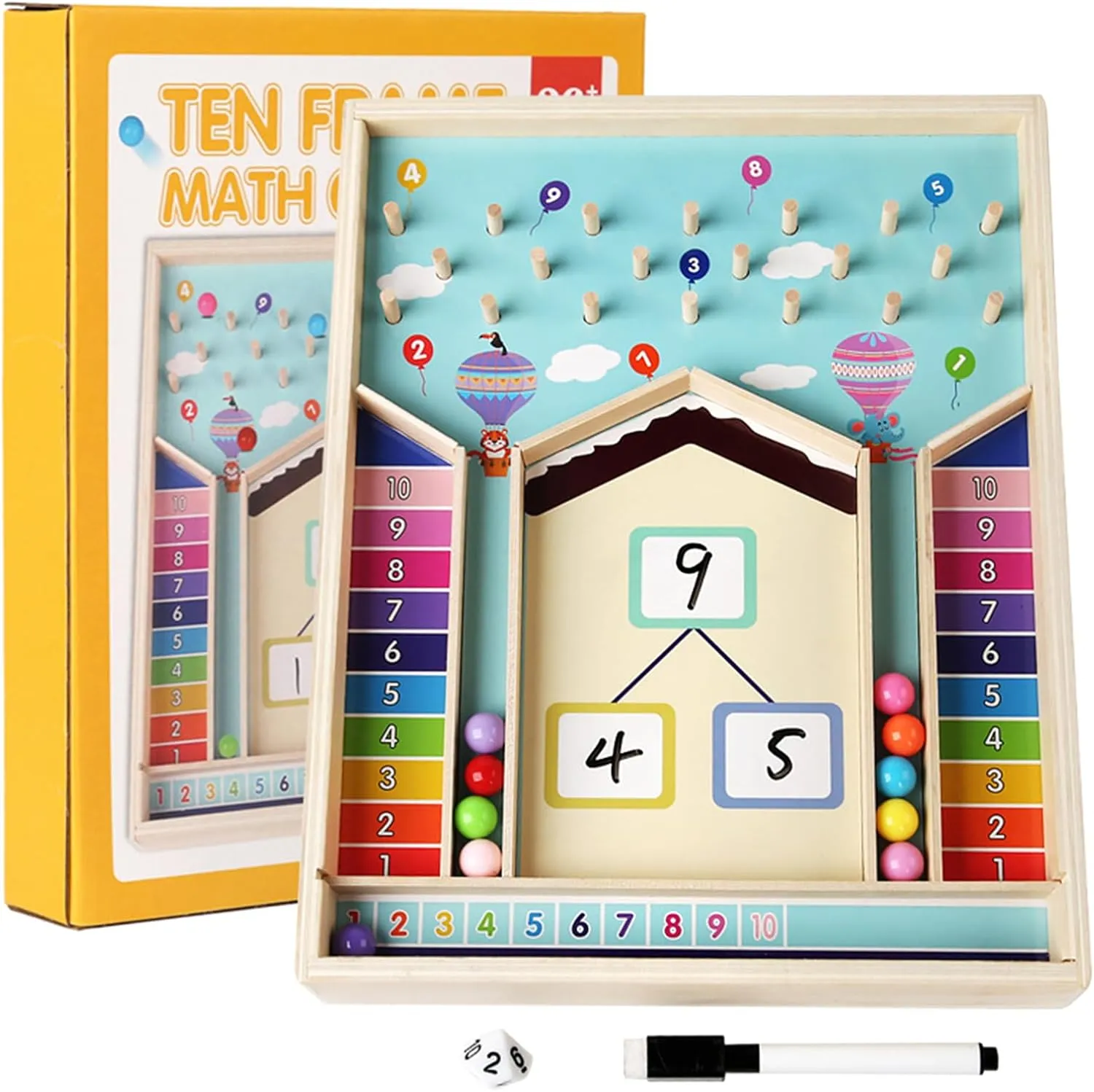 Addition Within 10 Counting & Decomposition Math Game Manipulatives Montessori Educational Toys 1 2 3 Year Old, Kindergarten Preschool 1st Grade Learning Activities, Graduation Birthday Gift Boy Girl