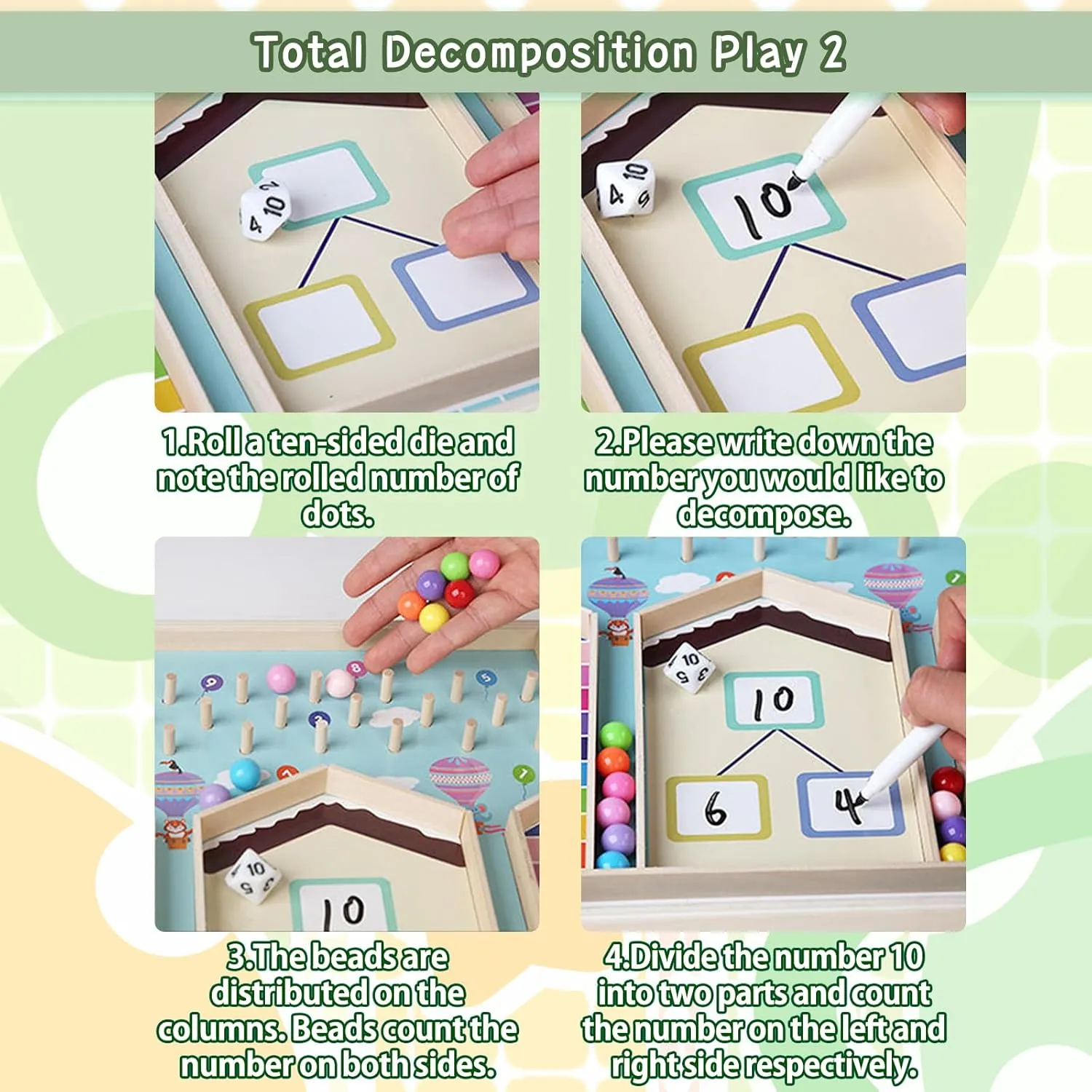 Addition Within 10 Counting & Decomposition Math Game Manipulatives Montessori Educational Toys 1 2 3 Year Old, Kindergarten Preschool 1st Grade Learning Activities, Graduation Birthday Gift Boy Girl