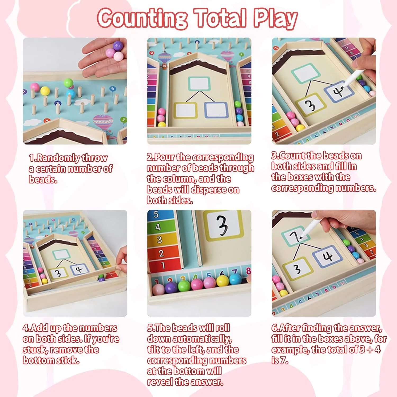 Addition Within 10 Counting & Decomposition Math Game Manipulatives Montessori Educational Toys 1 2 3 Year Old, Kindergarten Preschool 1st Grade Learning Activities, Graduation Birthday Gift Boy Girl