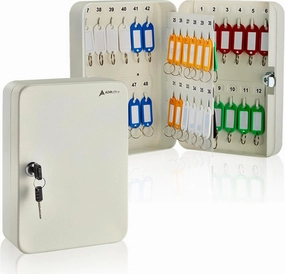 AdirOffice Key Lock Box – 48 Key Hooks Wall Mounted Key Cabinet Lock Box, Car Keys Holder Box, Lockable Key Storage Box - Metal Key Box Organizer with for Home and Office