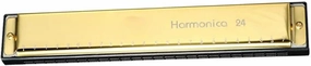 Adults 24 Hole 48 Tone Silver Harmonica Half Scale(Gold)