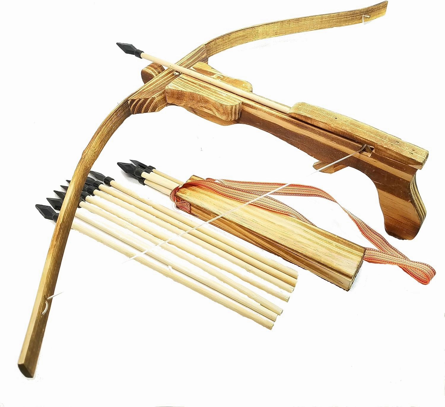 Adventure Awaits! - Handmade Wood Toy Crossbow Set - 10 Wood Arrows and a Quiver - for Outdoor Play