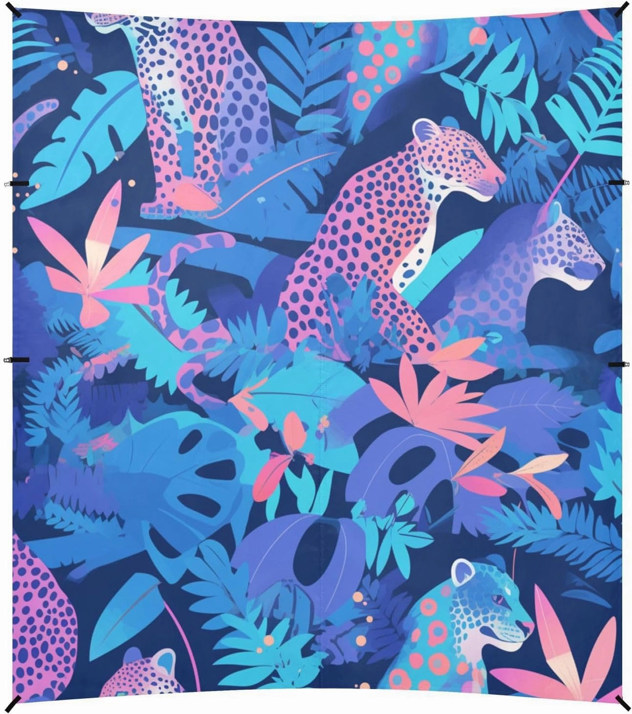 Aesthetic Unique Beauty Leopard Purple Blue Beach Tent & Canopy UPF50  Protection Easy Setup Shade Sun Shelter Includes Sand Shovel, Sandbags, Stability Poles for Camping, Picnics, Backyard &