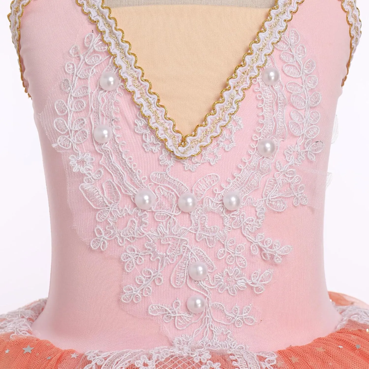 AFAVOM Ballet Leotards for Girls Lace Flower Camisole Leotard Skirt Performance Swan Ballet Dance Dress Ballerina Dancewear