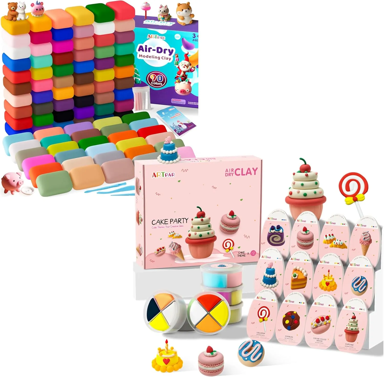 Air Dried Clay Cake Set and Air Dried Clay 90 Colors Kids Craft Set Combo-DIY Modeling Clay Set,School Classroom Art and Crafts Exchange Projects, Home Party Favors for Boys & Girls