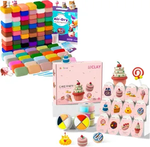 Air Dried Clay Cake Set and Air Dried Clay 90 Colors Kids Craft Set Combo-DIY Modeling Clay Set,School Classroom Art and Crafts Exchange Projects, Home Party Favors for Boys & Girls
