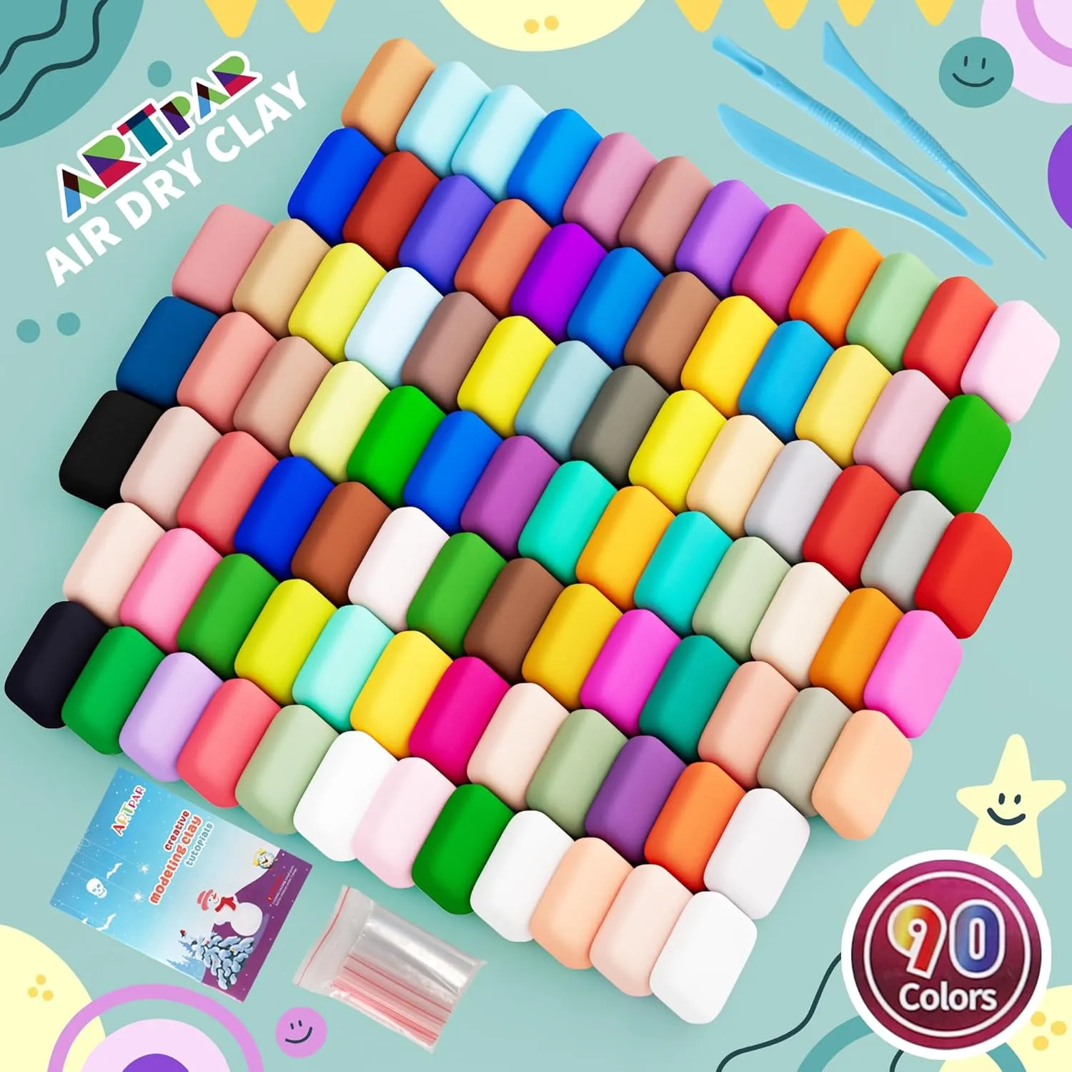 Air Dry Clay 90 Colors, Modeling Clay for Kids,Model Magic Clay,DIY Molding Clay Starter Kit with Sculpting Tools,Soft and Non-Sticky,Art and Crafts for Boys & Girls 3-12 Years Old.