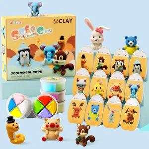 Air Dry Clay Kits for Kids-Modeling Magic Clay,12 Animals DIY Molding Clay Art Crafts Set,Ultra Light & Soft, Safe & Non-Toxic with Sculpting Tools & Tutorials, Unique Gifts for Boys & Girls