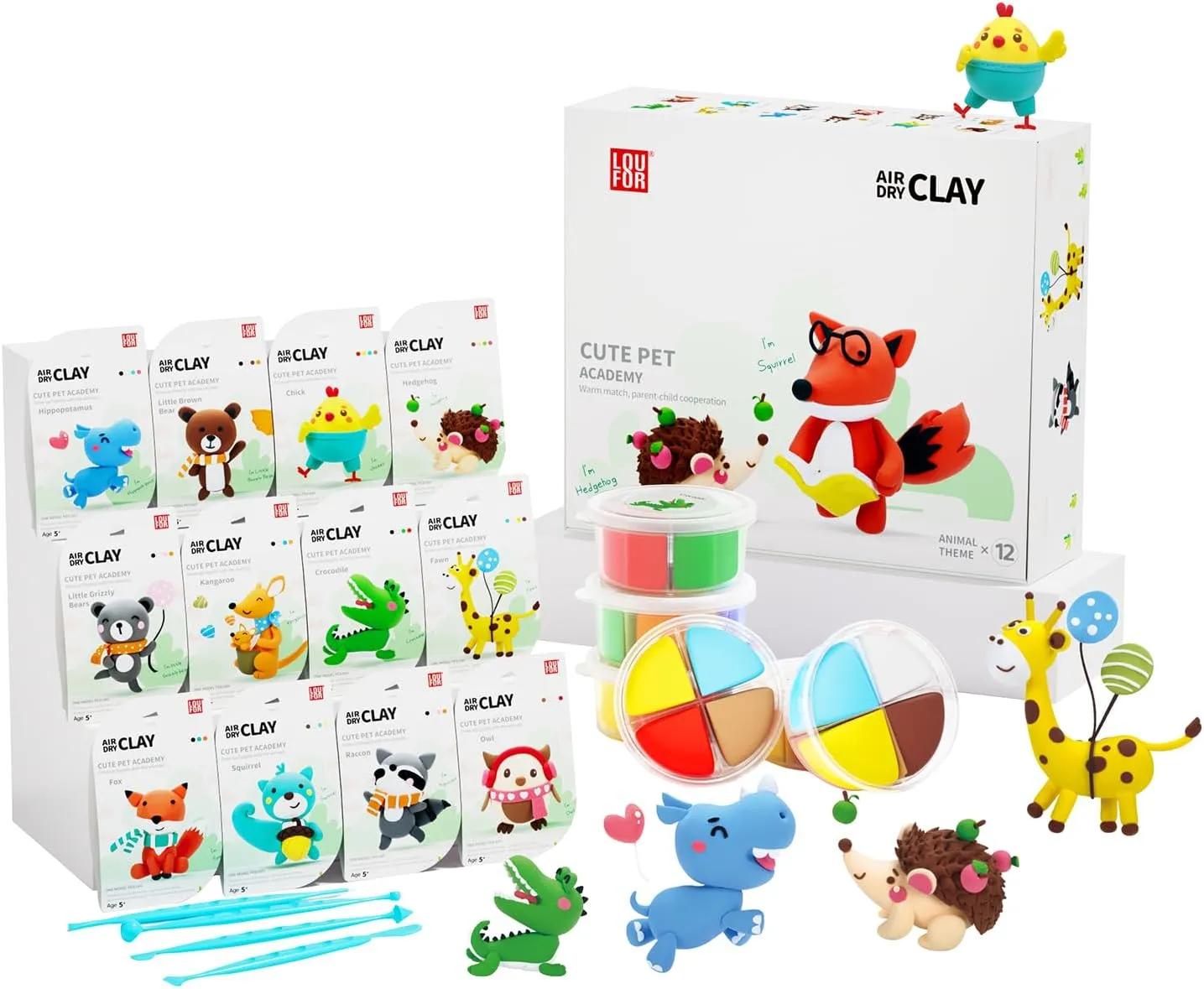 Air Dry Clay Kits - Modeling Clay for Kids, Ultra Light & Soft, Safe & Non-Toxic, DIY Airdryclay Kit with Sculpting Tools and Tutorials, Creatible Art Crafts Toys Gifts for Boys Girls