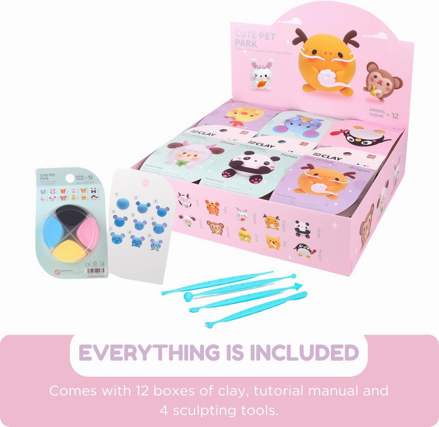 Air Dry Clay Kits - Modeling Clay for Kids, Ultra Light & Soft, Safe & Non-Toxic, DIY Airdryclay Kit with Sculpting Tools and Tutorials, Creatible Art Crafts Toys Gifts for Boys Girls