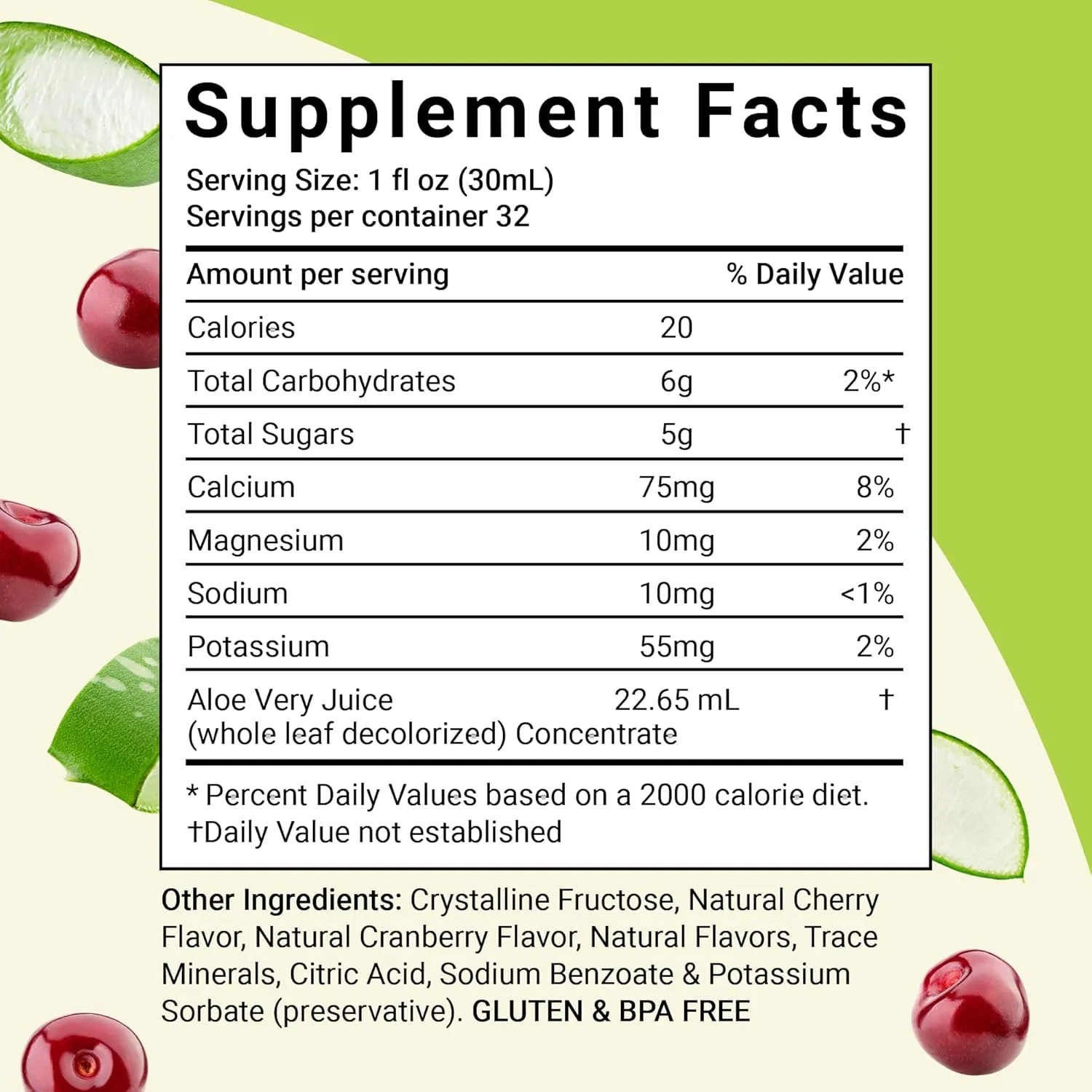 Aloe Life - Whole Leaf Aloe Vera Juice, Certified Organic, Gluten-Free (Cherry Berry, 32 oz)