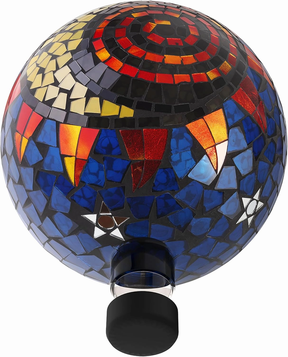 Alpine Corporation 10" Diameter Indoor/Outdoor Glass Mosaic Gazing Globe Yard Decoration, Mosaic Sun and Moon Design