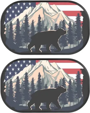 American Flag Bear 2Pack Car Window Shades, Strong-Light Blocking &UV Protection Car Privacy Shades,Car Essential Interior Accessories for Window Baby,Napping Car Curtains