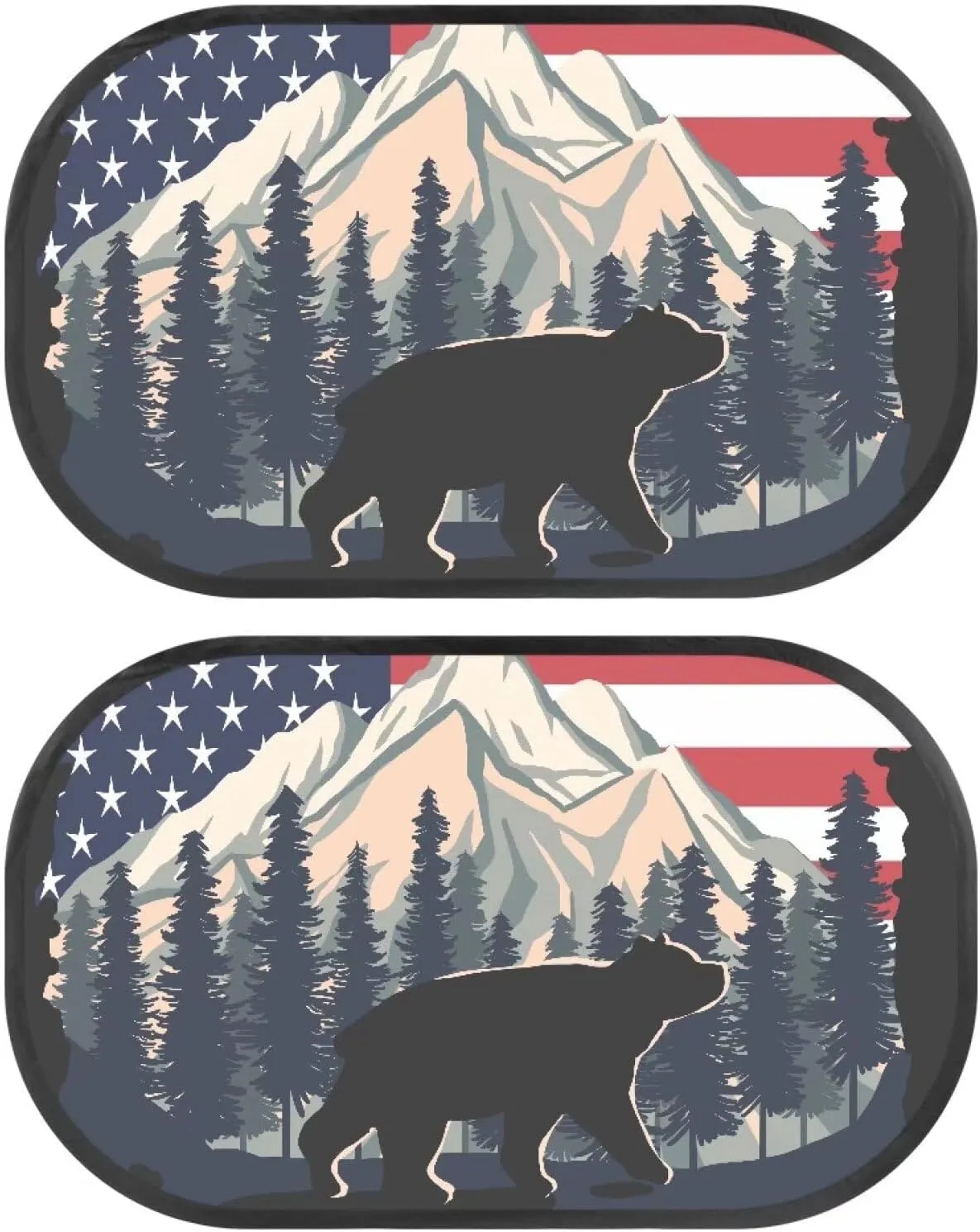 American Flag Bear 2Pack Car Window Shades, Strong-Light Blocking &UV Protection Car Privacy Shades,Car Essential Interior Accessories for Window Baby,Napping Car Curtains