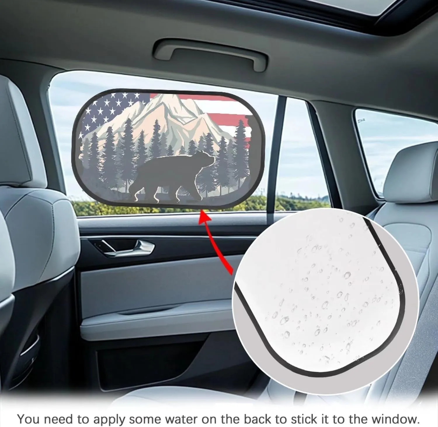 American Flag Bear 2Pack Car Window Shades, Strong-Light Blocking &UV Protection Car Privacy Shades,Car Essential Interior Accessories for Window Baby,Napping Car Curtains