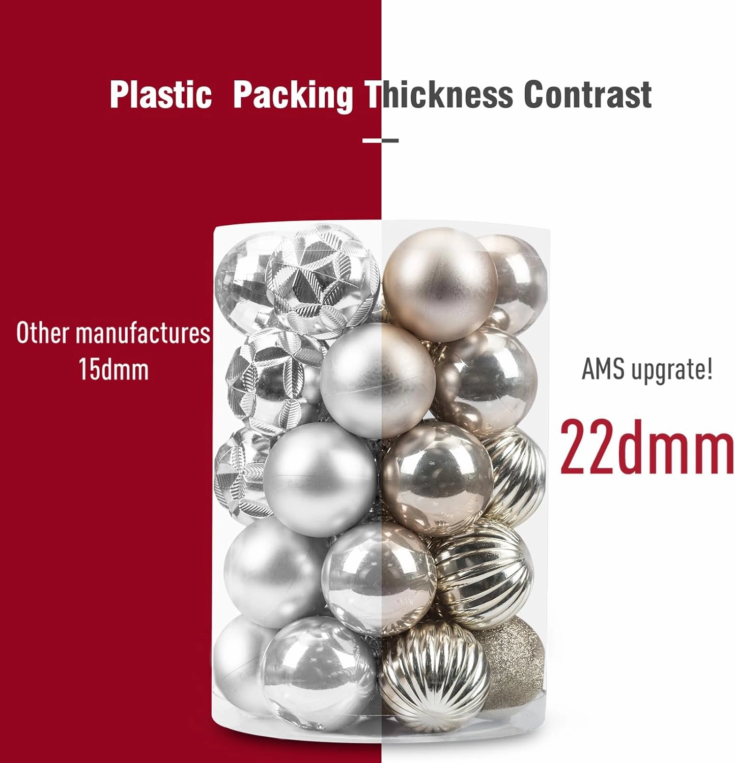 AMS 2.36''/60mm 34ct Christmas Ball Large Ornaments Party Decorations Shatterproof Festival Pendant Hangings for Xmas Tree Decor (60mm, Ivory)