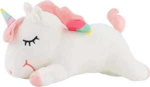 Anboor Unicorn Stuffed Animals, Cute Soft Unicorn Plush for Girls Party Favors Hugging Unicorn Pillow with Rainbow Wings (15.7 inch, White)