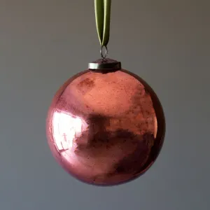 Antique shiny rose glass ball
