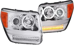Anzo USA 111144 Dodge Nitro G2 Projector Halo Chrome Clear AmberHeadlight Assembly - (Sold in Pairs)