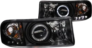 Anzo USA 111196 Black Halo Projector Headlight with Clear Lens and Amber Reflector for Dodge RAM