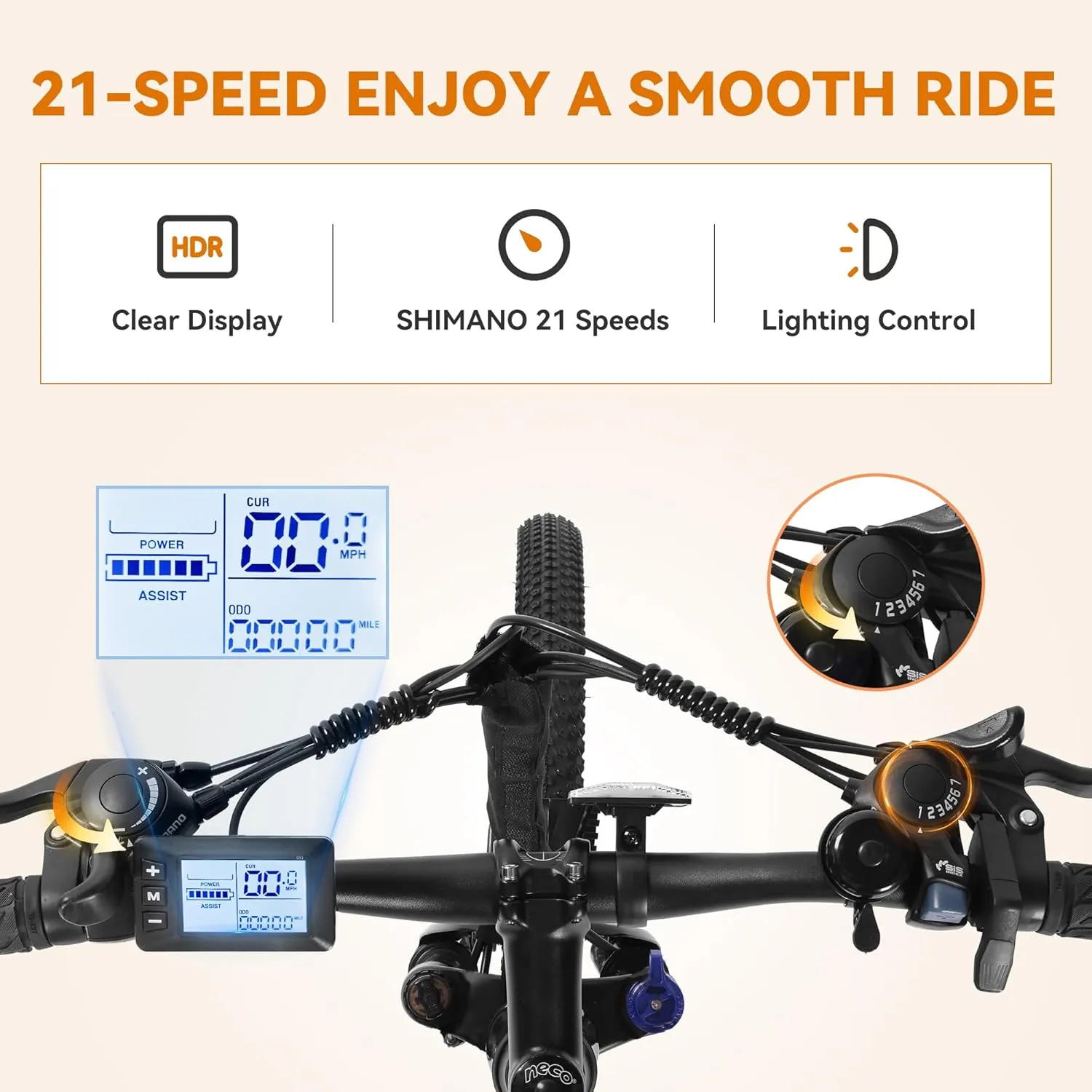 Apex Electric Bike for Adults, 26" 1000W Peak Electric Mountain Bike, 22MPH Top Speed, Max Range 55  Miles, 48V Removable Battery, 21-Speed Lightweight E-Bike, Front Suspension