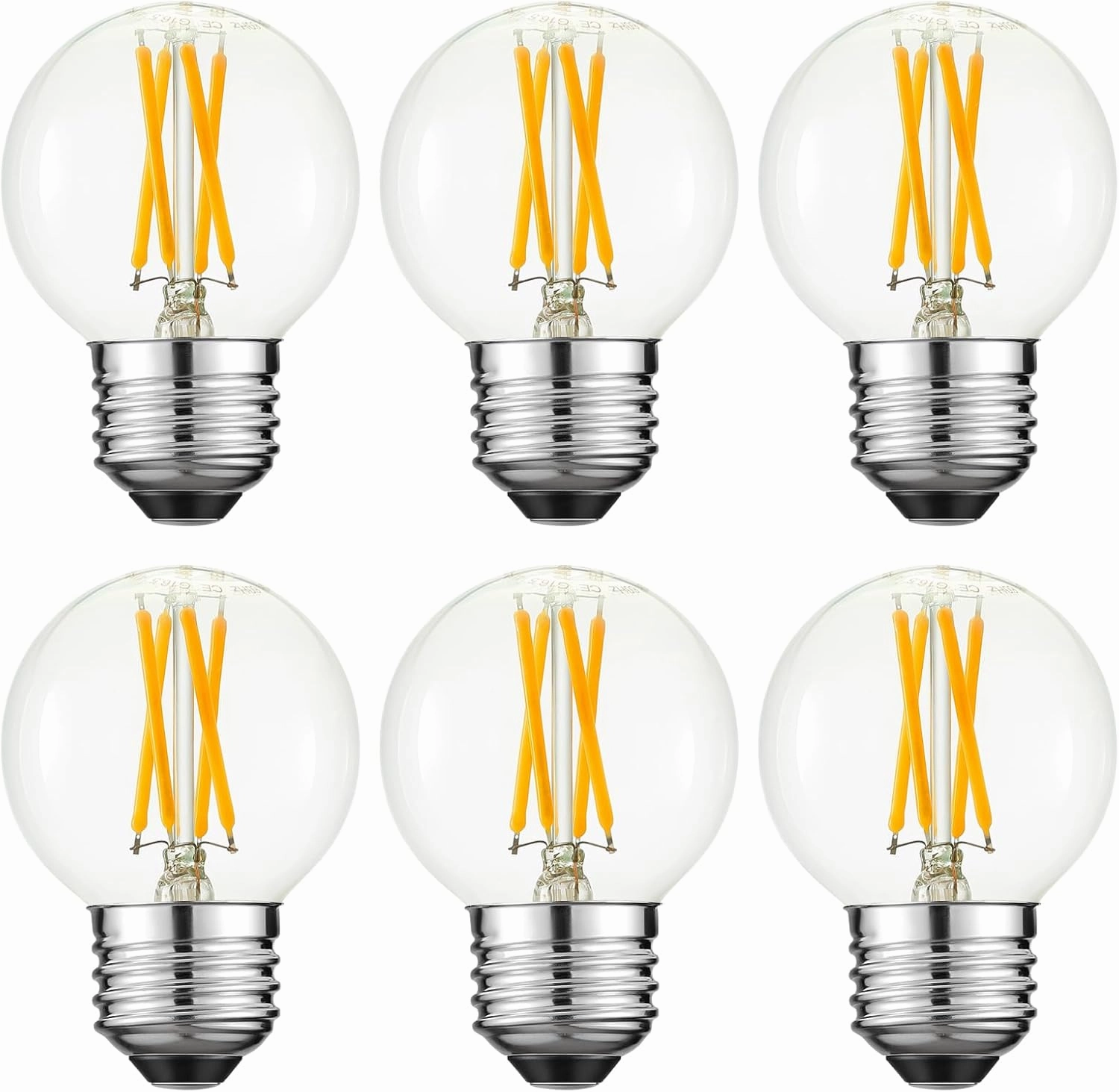 Arberlic G16.5 Light Bulb LED,4W E26 LED Bulb dimmable Equivalent E26 40 watt Light Bulb,Warm White 2700K,400lm,CRI85 ,AC120V,Edison Style,Clear Glass,Flicker Free,Pack of 6