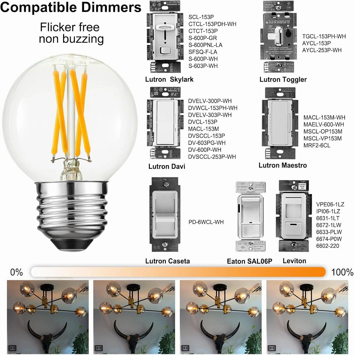 Arberlic G16.5 Light Bulb LED,4W E26 LED Bulb dimmable Equivalent E26 40 watt Light Bulb,Warm White 2700K,400lm,CRI85 ,AC120V,Edison Style,Clear Glass,Flicker Free,Pack of 6