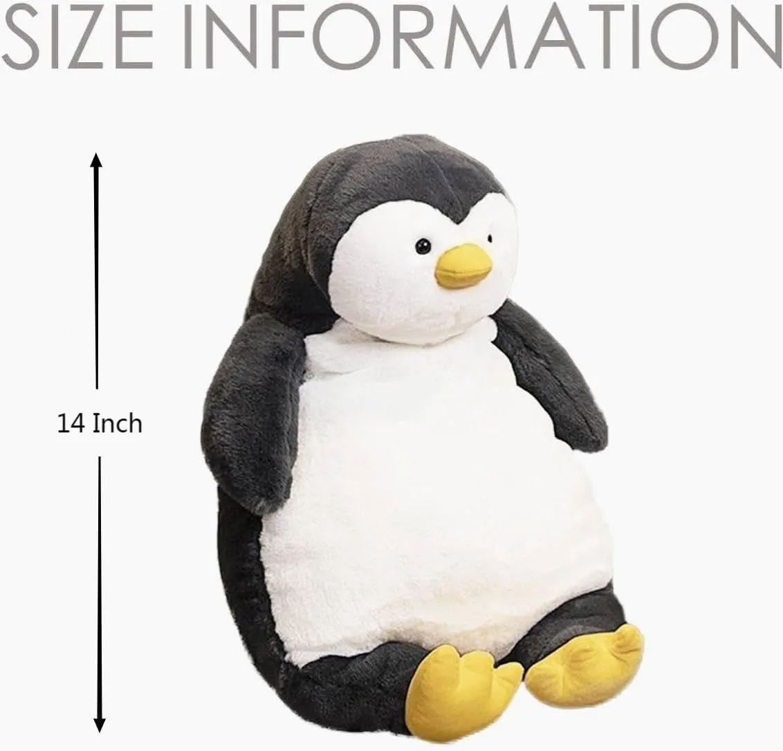 ARELUX 14in Cute Penguin Plush Stuffed Animal Hugging Pillow: Soft Large Sleeping Body Warm Fluffy Pillow Adorable Chubby Penguin Plushie Toy Creative for Friends Dormitory