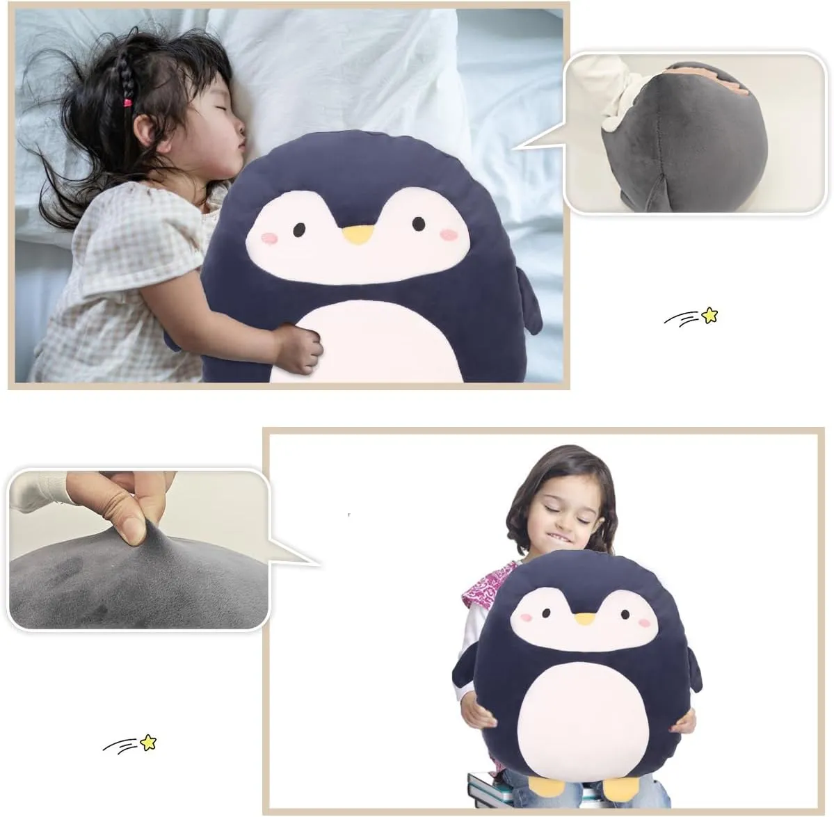 ARELUX 16 inch Soft Penguin Anime Plush Pillow Cute Stuffed Animal Plush Toy Kawaii Plushies Room Decor Christmas Decorations Gifts for Women Kids Birthday