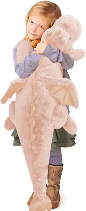 ARELUX Large 37in Cute Dragon Stuffed Animals Plush Toy Soft Pink Pterosaur Plushie Giant Fuzzy Dinosaur Pillow Plushies with Wings Cuddly for Friends Family Member