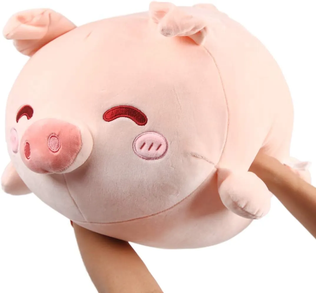 ARELUX Pig Plush Pillow Stuffed Animal Snuggly Pillow Cute Plush Toy Snuggle Buddy Pig Plushie Kawaii Soft Hugging Pillow for Kids Boys Girls 17.7in