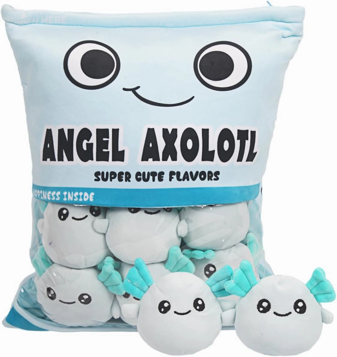 ARELUX Cute Axolotl Plush Pillow:Removable Stuffed Animal Bag Plushie 6Pcs Sets Stuffed Salamander Throw Pillow Soft Blue Axolotl Plush Toys Doll Creative Birthday Friends Family Member