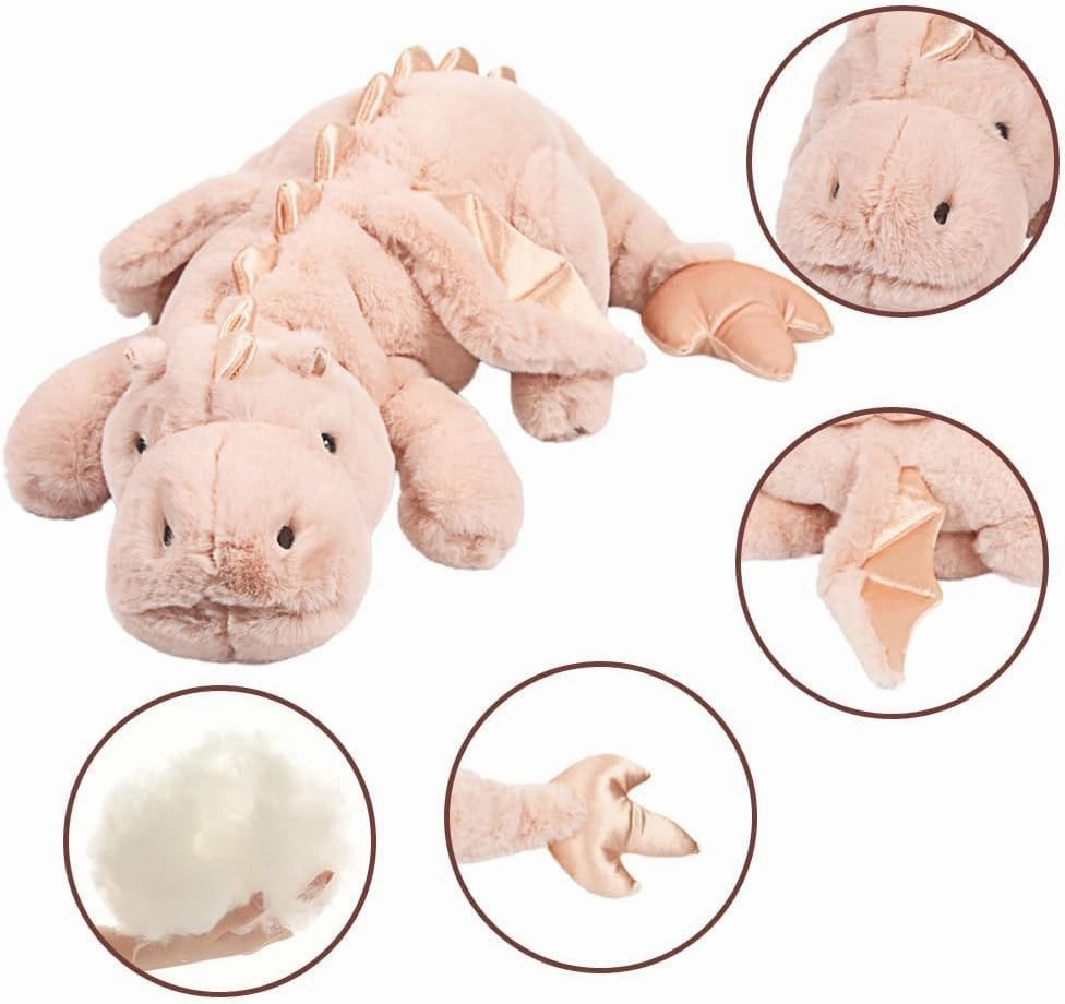 ARELUX Large 52in 3Lb Dragon Stuffed Animals Cute Plush Toy Giant Fuzzy Dinosaur Pillow Plushies with Wings Cuddly Soft Pink Pterosaur Plushie for Friends Family Member