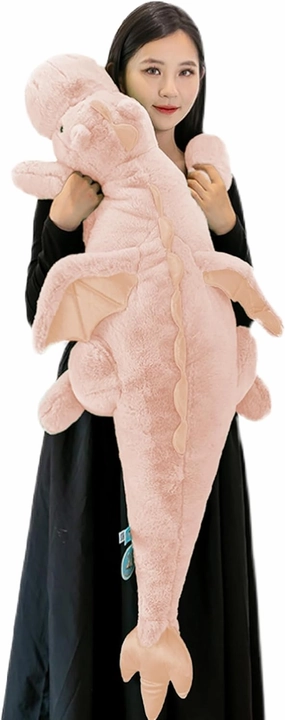 ARELUX Large 52in 3Lb Dragon Stuffed Animals Cute Plush Toy Giant Fuzzy Dinosaur Pillow Plushies with Wings Cuddly Soft Pink Pterosaur Plushie for Friends Family Member