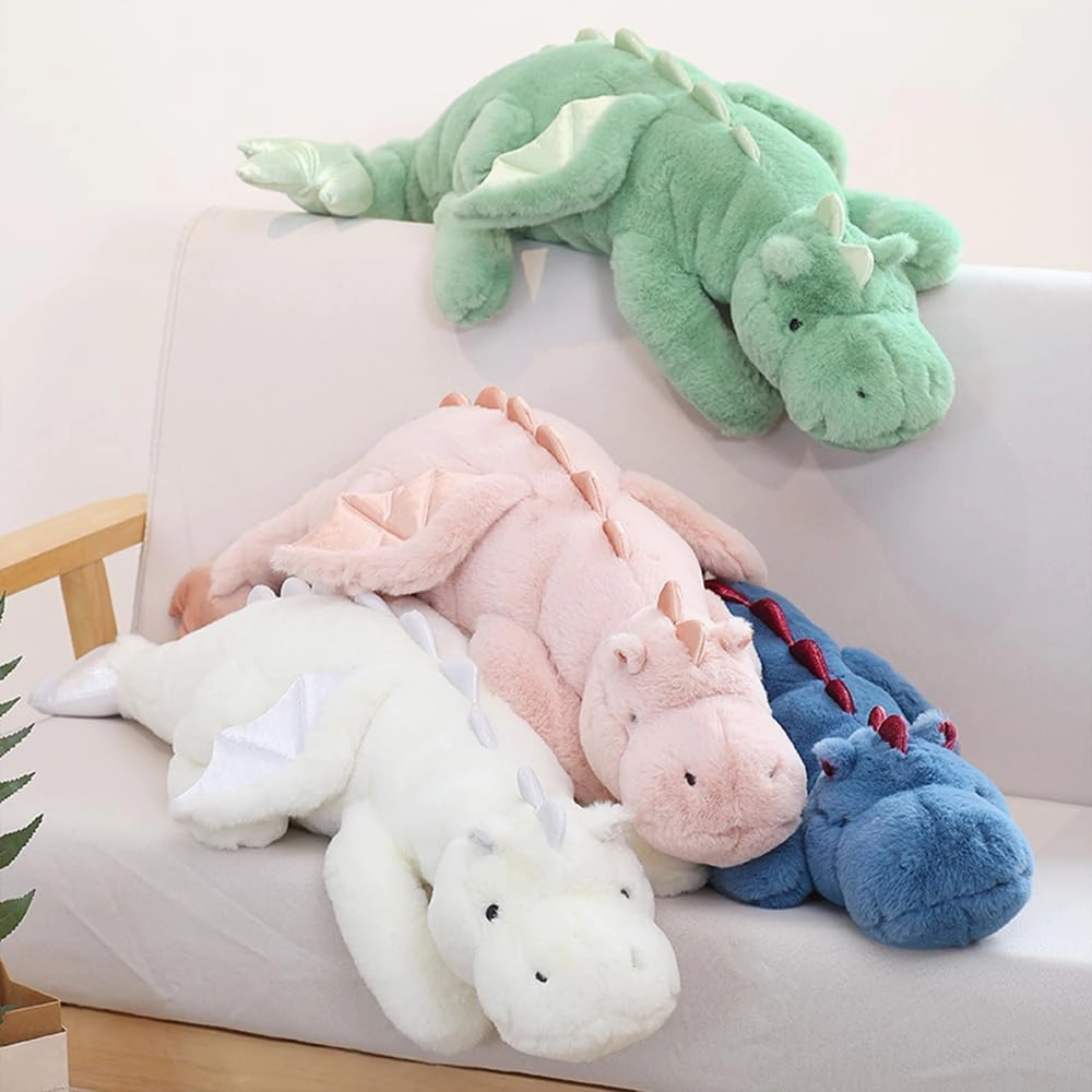 ARELUX Large 52in 3Lb Dragon Stuffed Animals Cute Plush Toy Giant Fuzzy Dinosaur Pillow Plushies with Wings Cuddly Soft Pink Pterosaur Plushie for Friends Family Member