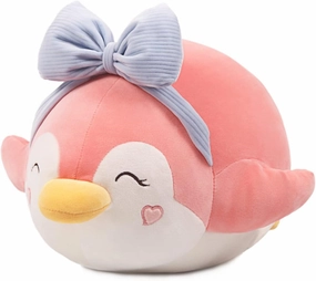 ARELUX Pink Penguin Plush Pillow Stuffed Animal Snuggly Pillow Cute Plush Toy Snuggle Buddy Plushie Kawaii Soft Hugging Pillow for Kids Boys Girls 23.6in