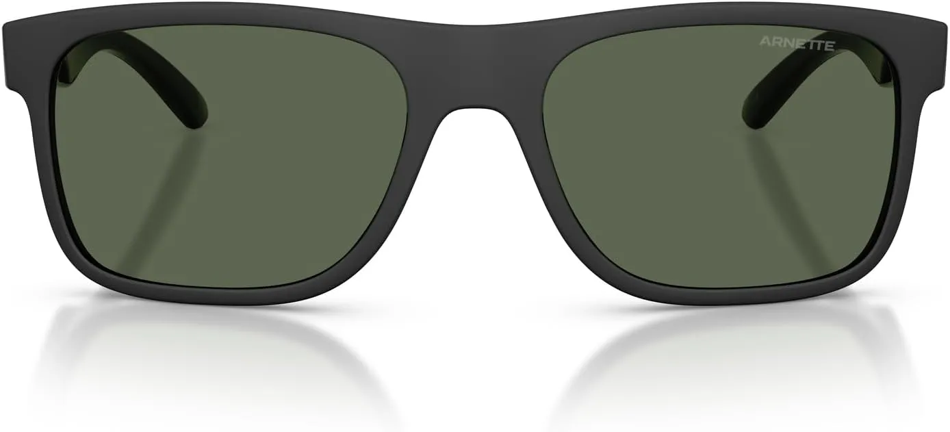 Arnette Men's AN4341 Khim Square Sunglasses, Black Matte/Shiny/Dark Green, 56 mm